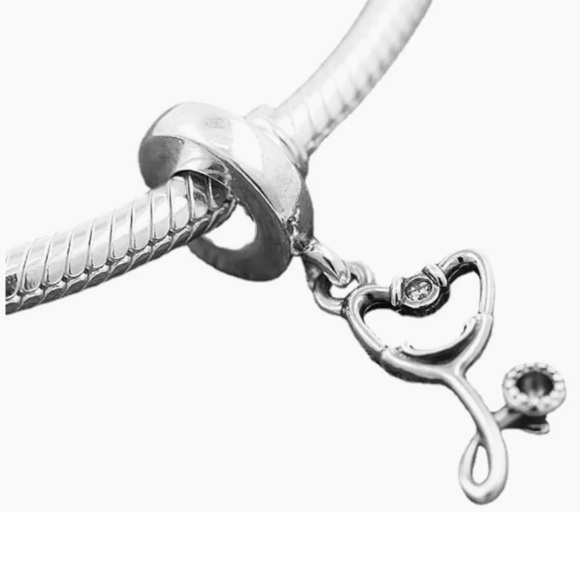 New ♥️ Heart Stethoscope Dangle Charm S925 Sterling Silver Fits Pandora Jewlery - Picture 4 of 9